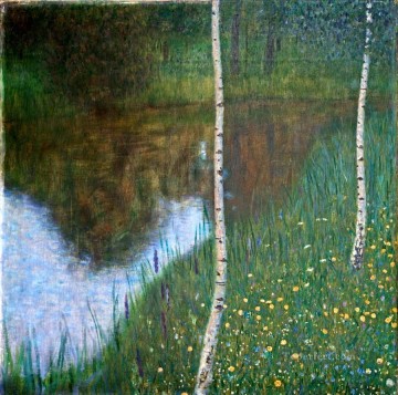 Paisajes Painting - Junto al lago con abedules Paisajes de Gustav Klimt arroyo